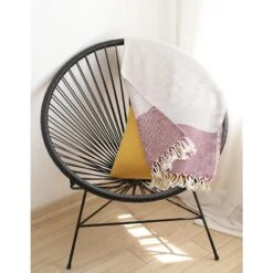 HomeRoots 70" Turkish Cotton Handwoven Throw Blankets In Red