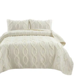 Avon Textured Ruffle Quilt 3Pc Set