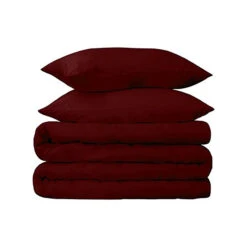 HomeRoots Burgundy King Cotton Blend 650 Thread Count Washable Duvet Cover Set