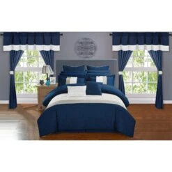 Chic Home 24 Piece Quilted Embroidered Complete Comforter Bed Set,